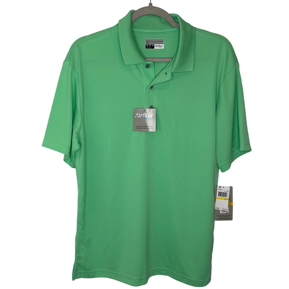 PGA‎ TOUR Airflux Mens Golf Polo Shirt Spring Bud Green Short Sleeve M M
